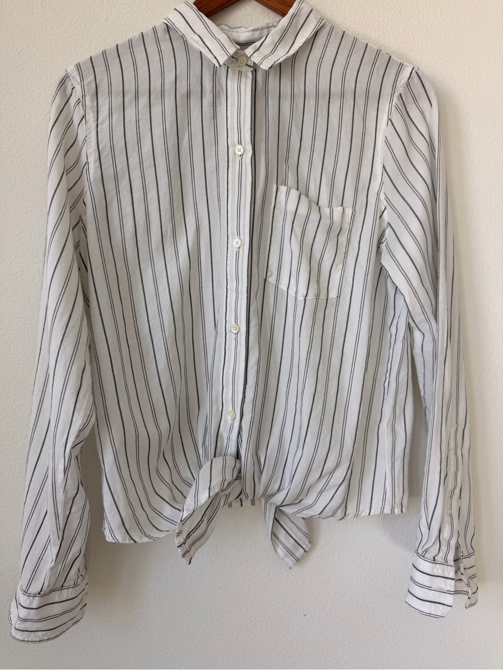 Madewell White Shirt with Black Pinstripes